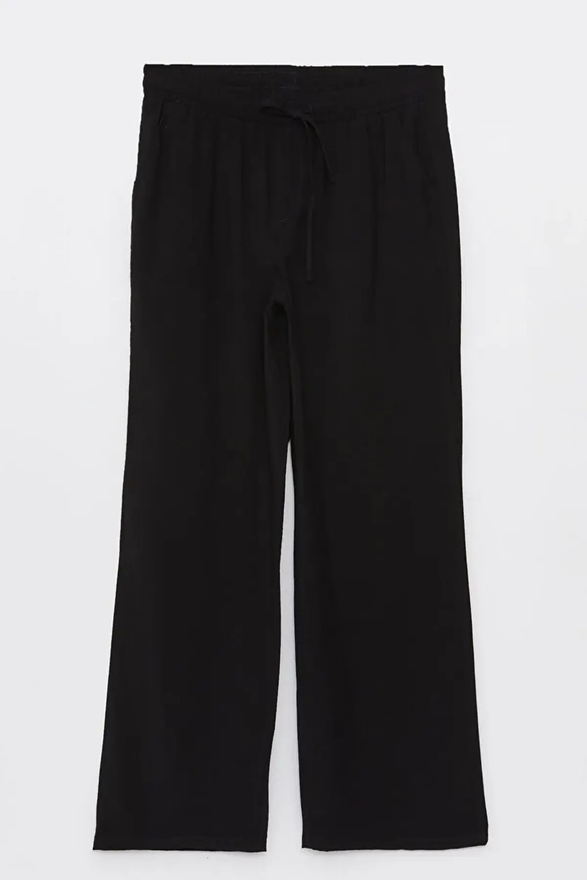 Elastic Waist Straight Wide-Leg Maternity Trousers Black - 8349