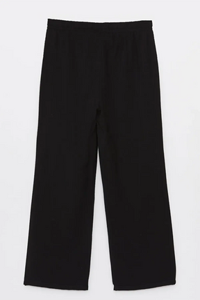 Elastic Waist Straight Wide-Leg Maternity Trousers Black - 8349