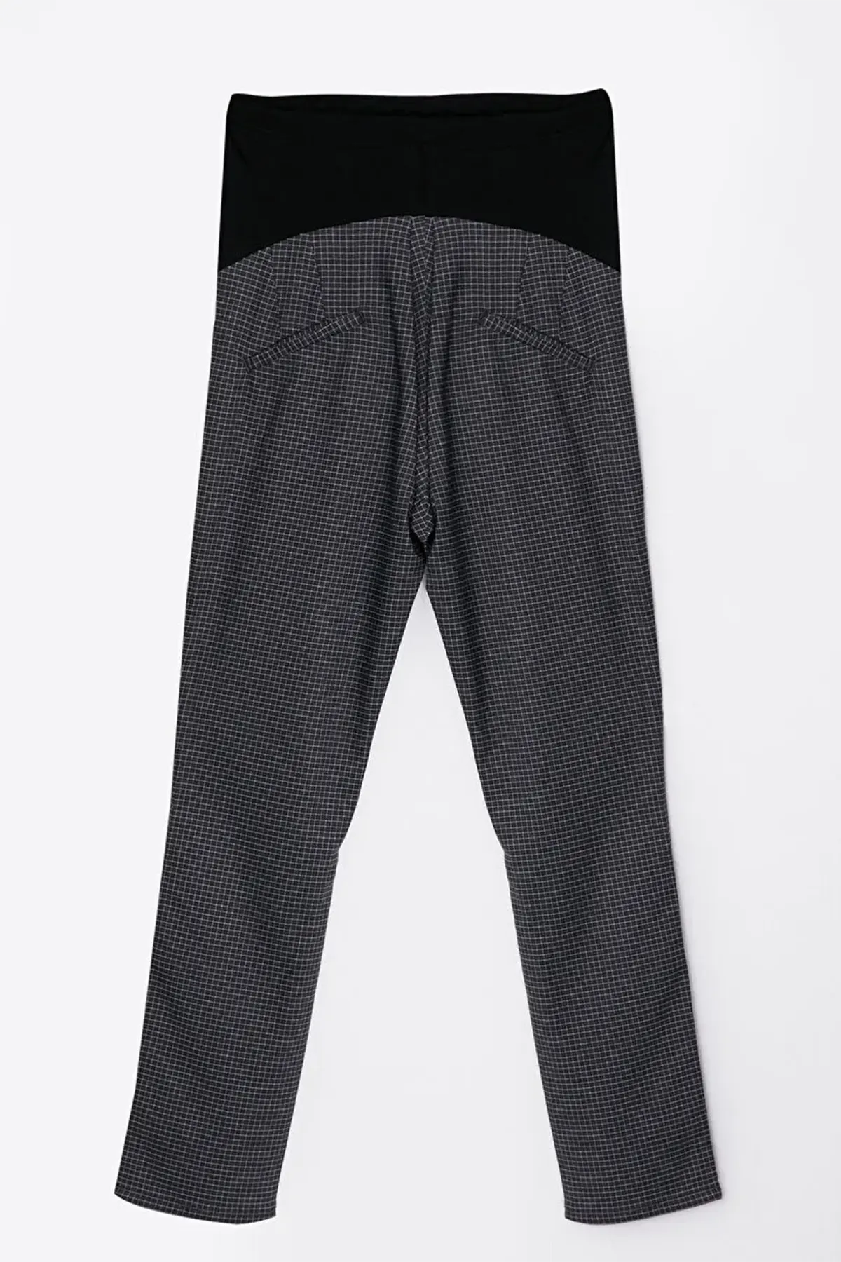 Belly Panel Plaid Maternity Trousers Anthracite - 8353