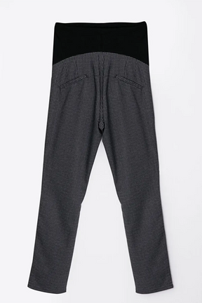 Belly Panel Plaid Maternity Trousers Anthracite - 8353