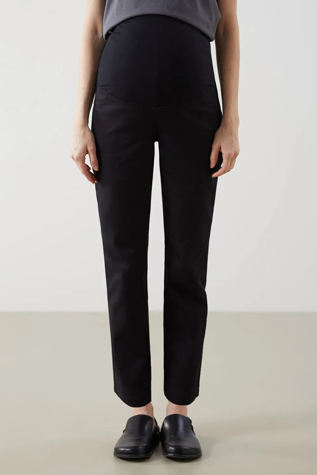 Tapered Belly Panel Maternity Trousers Black - 8371