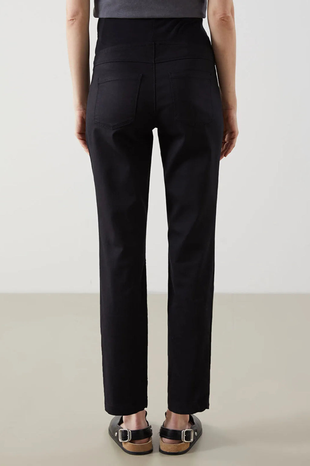 Tapered Belly Panel Maternity Trousers Black - 8371