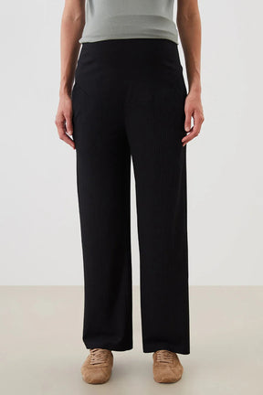 Textured Belly Panel Maternity Trousers Black - 8373