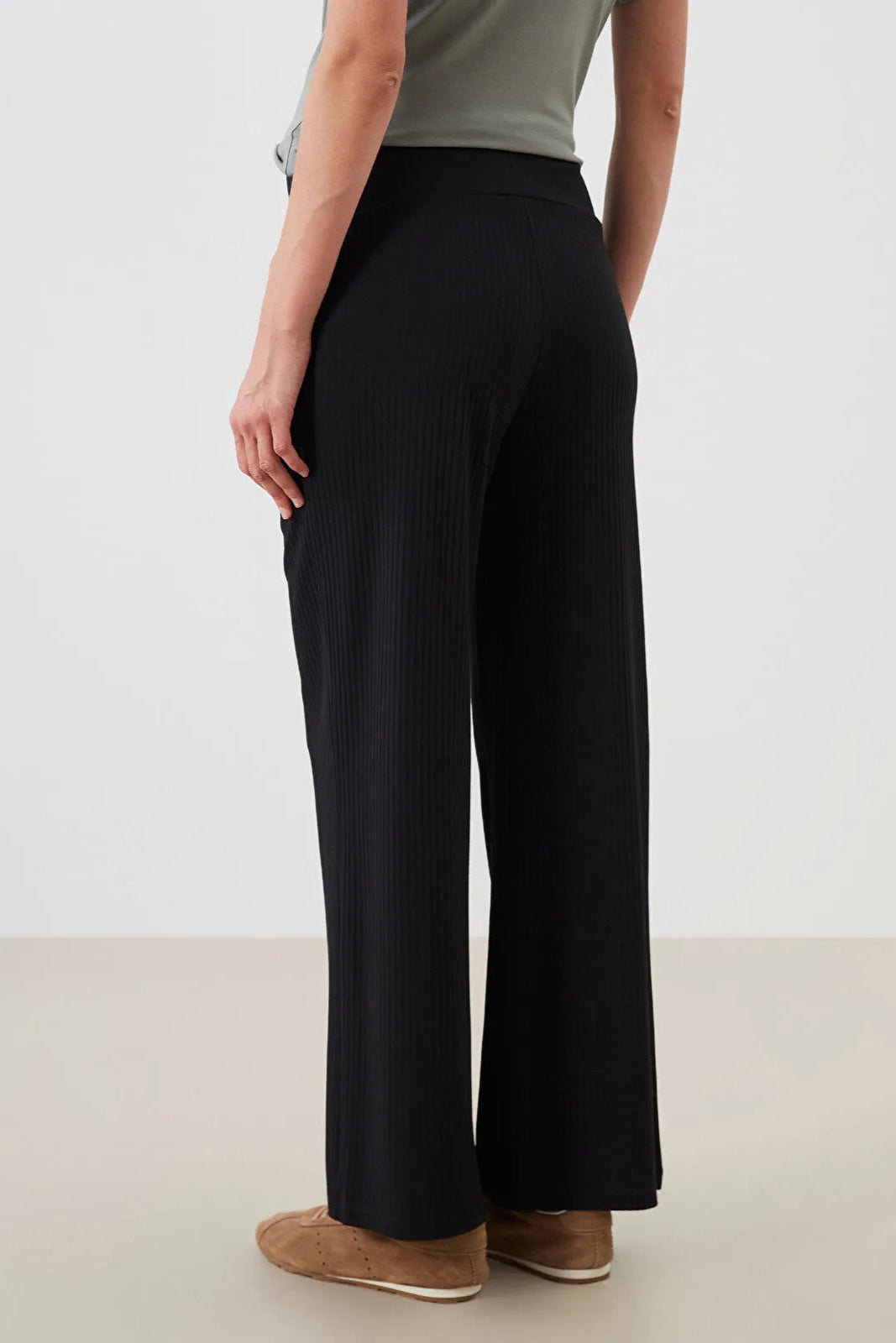 Textured Belly Panel Maternity Trousers Black - 8373