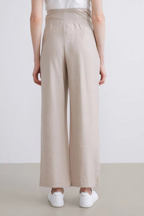 High Belly Panel Wide-Leg Maternity Trousers Beige - 8376