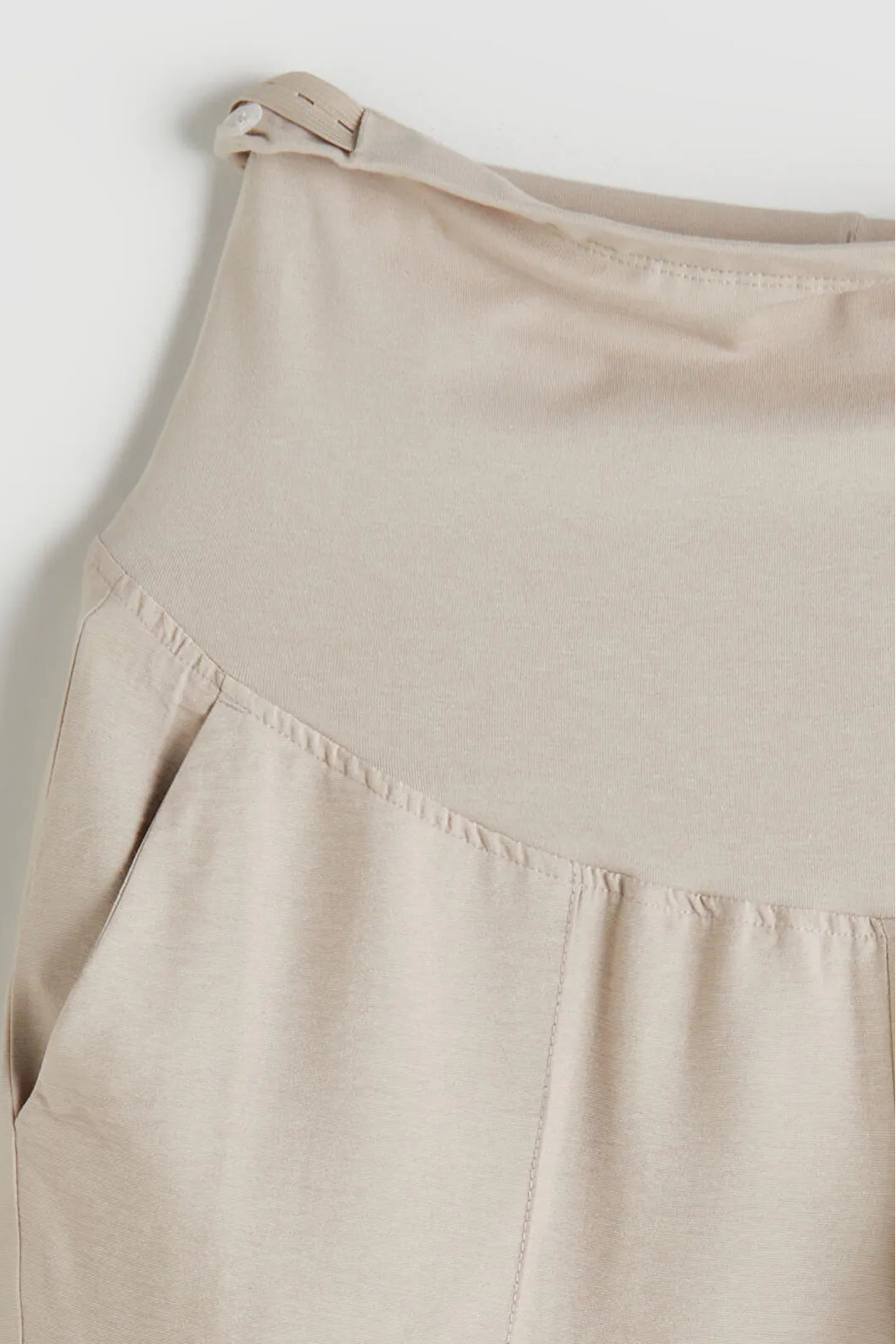 High Belly Panel Wide-Leg Maternity Trousers Beige - 8376