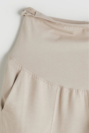 High Belly Panel Wide-Leg Maternity Trousers Beige - 8376