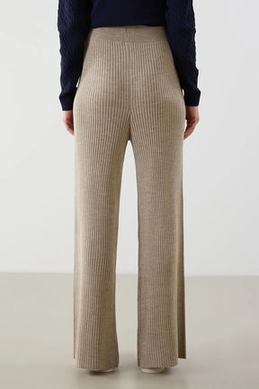 Elastic Waist Maternity Knit Trousers Beige - 8378