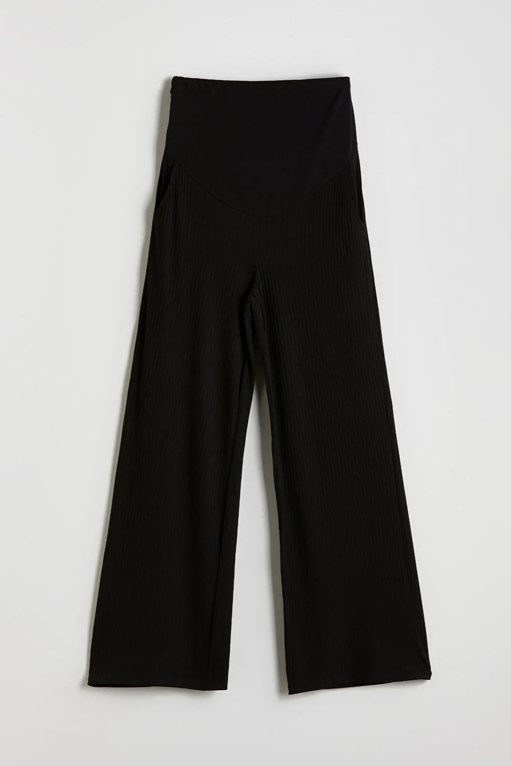 Textured Belly Panel Maternity Trousers Black - 8393