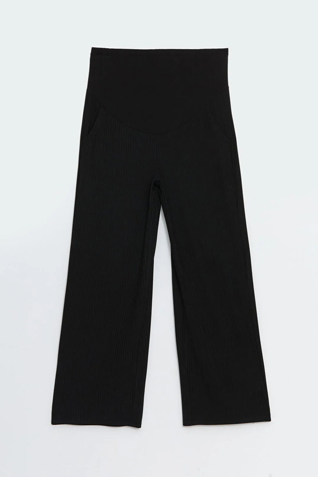 Textured Belly Panel Maternity Trousers Black - 8393