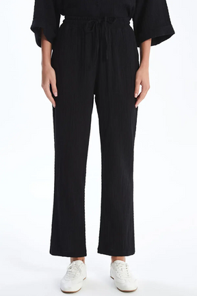 Elastic Waist Textured Maternity Trousers Black - 8397