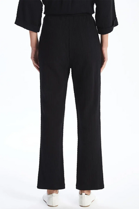 Elastic Waist Textured Maternity Trousers Black - 8397
