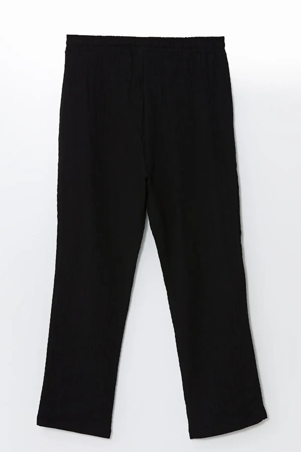Elastic Waist Textured Maternity Trousers Black - 8397