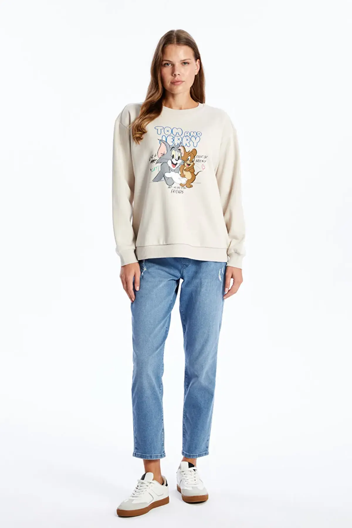 Crew Neck Tom&Jerry® Printed Maternity Thick Sweatshirt Grey - 8425