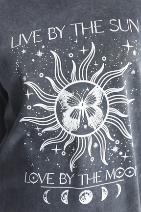Crew Neck Printed Long Sleeve Maternity Sweatshirt Anthracite - 8480