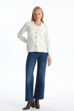 V-Neck Maternity Knit Cardigan Ecru - 8524