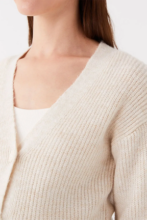 V-Neck Striped Maternity Knit Cardigan Ecru - 8578