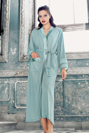 Satin Bias Maternity Robe Green - 8600