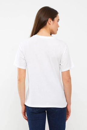Crew Neck Mickey Mouse® Printed Maternity T-Shirt White - 8607