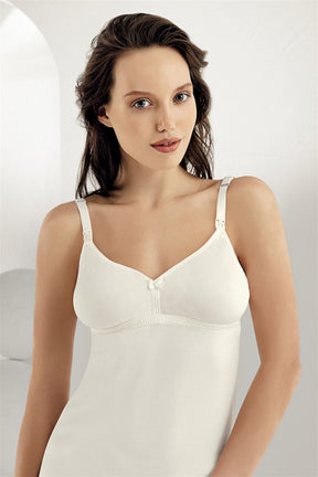 2-Pack Cotton Non-Underwired Nursing Tank Top Ecru - 894