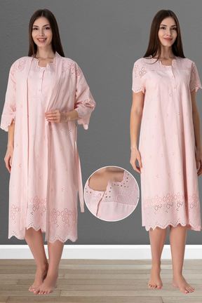 Embroidered 4-Piece Maternity-Nursing Set Powder - 9026