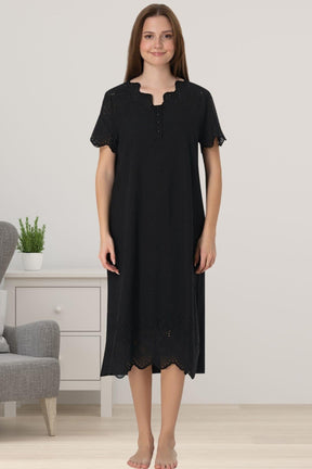 Embroidered 4-Piece Maternity-Nursing Set Black - 9026