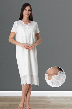 Embroidered 4-Piece Maternity-Nursing Set Ecru - 9026