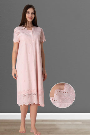 Embroidered 4-Piece Maternity-Nursing Set Powder - 9026