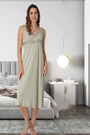 Lace Detailed Wrap Maternity & Nursing Nightgown Green - 9033