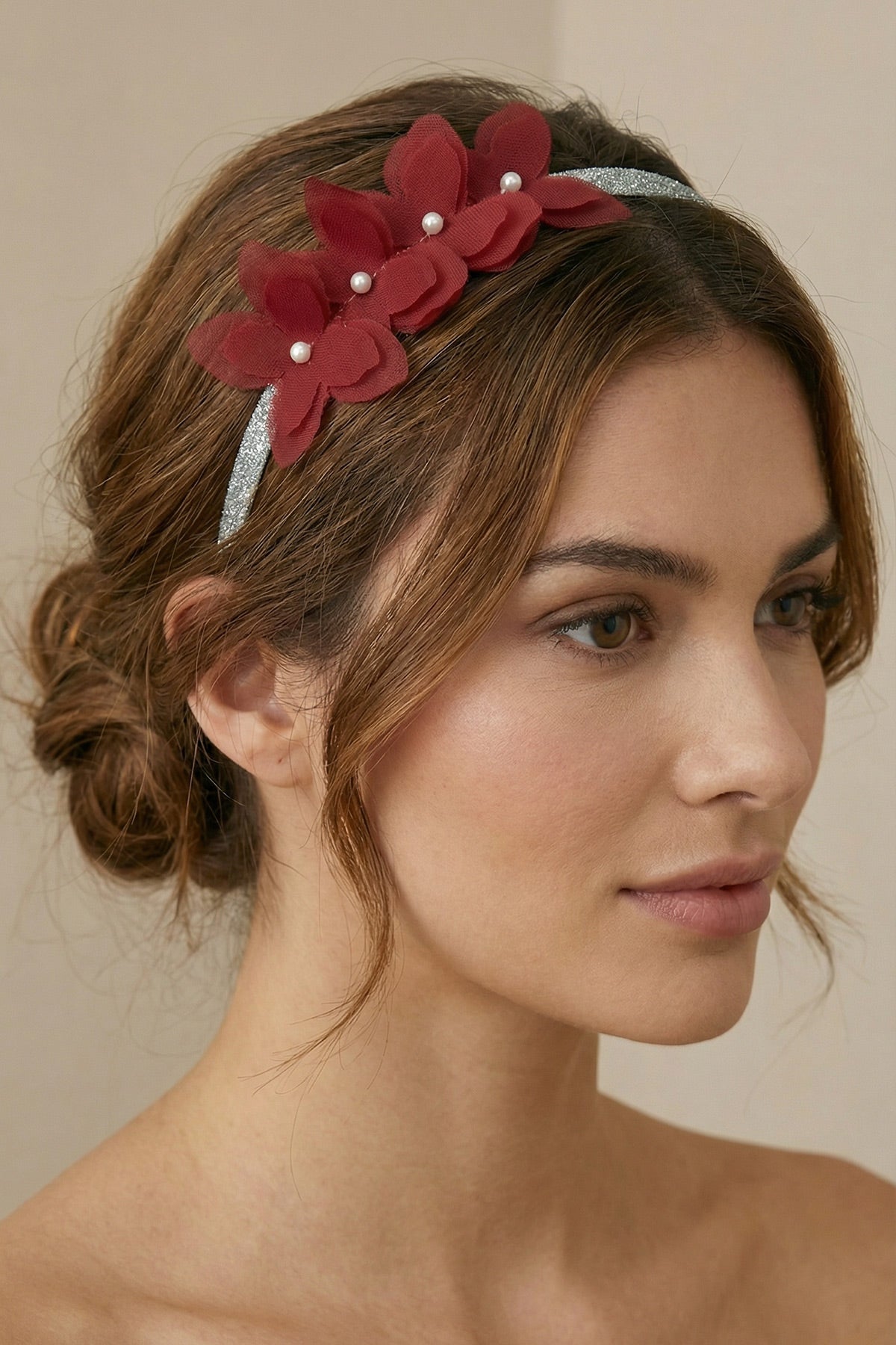 Butterfly Themed Postpartum And Bride Crown & Slippers Set Red - 919502