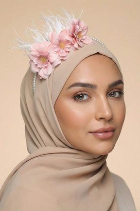 Water Lily Flowered Postpartum And Bride Crown & Slippers Set Pink - 919504S