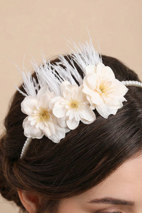 Water Lily Flowered Postpartum And Bridal Crown Ecru - 9104