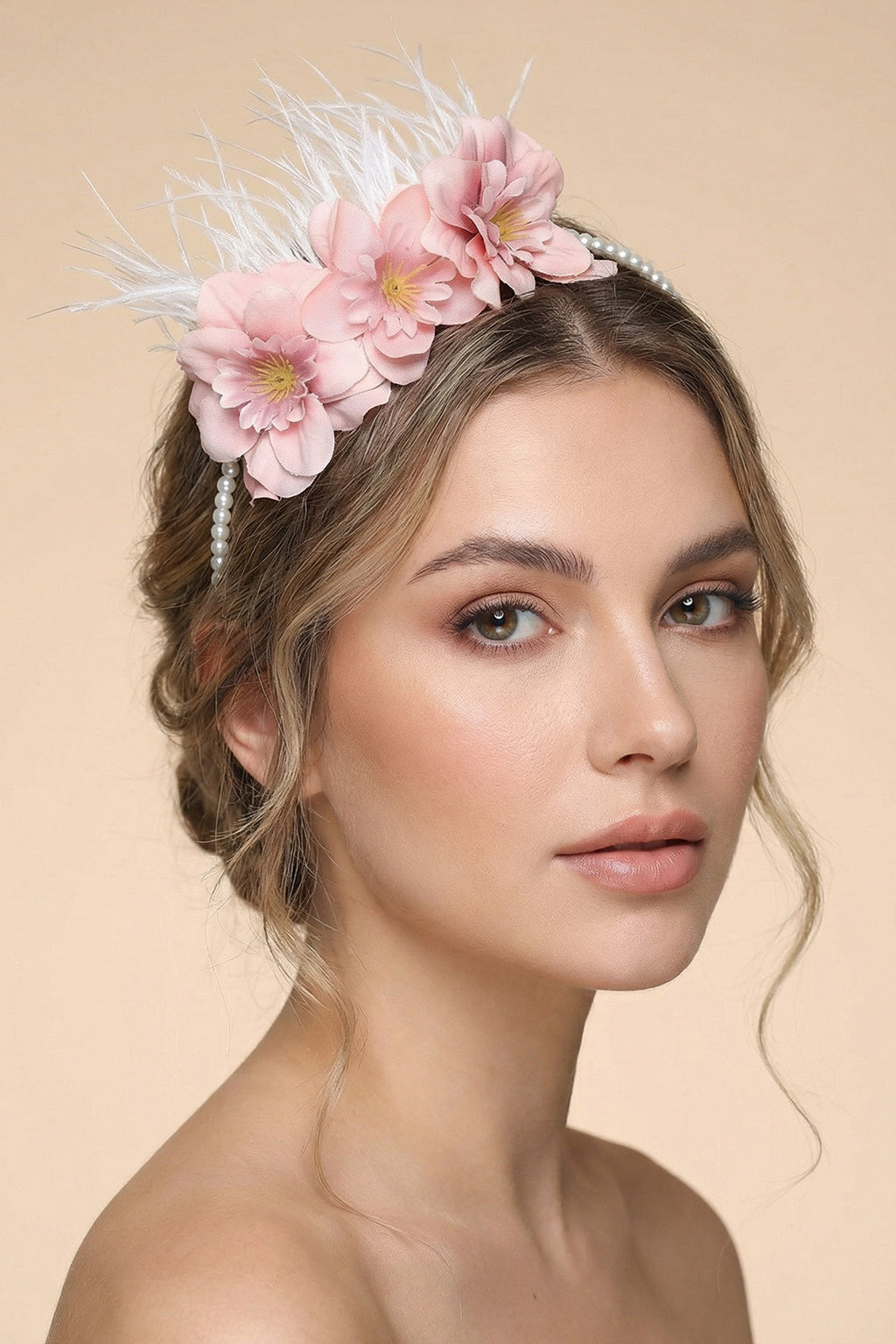 Water Lily Flowered Postpartum And Bride Crown & Slippers Set Pink - 919504