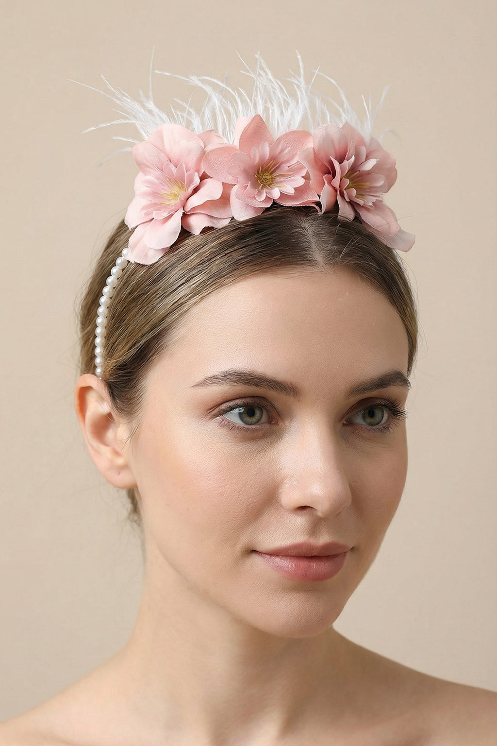 Water Lily Flowered Postpartum And Bride Crown & Slippers Set Pink - 919504