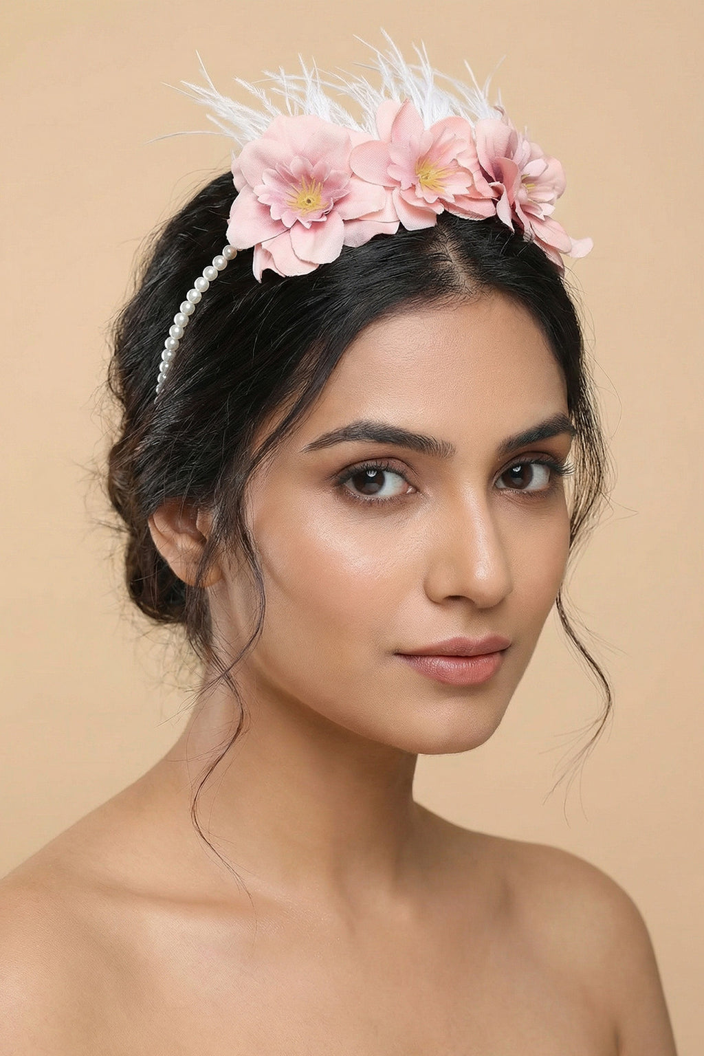 Water Lily Flowered Postpartum And Bride Crown & Slippers Set Pink - 919504
