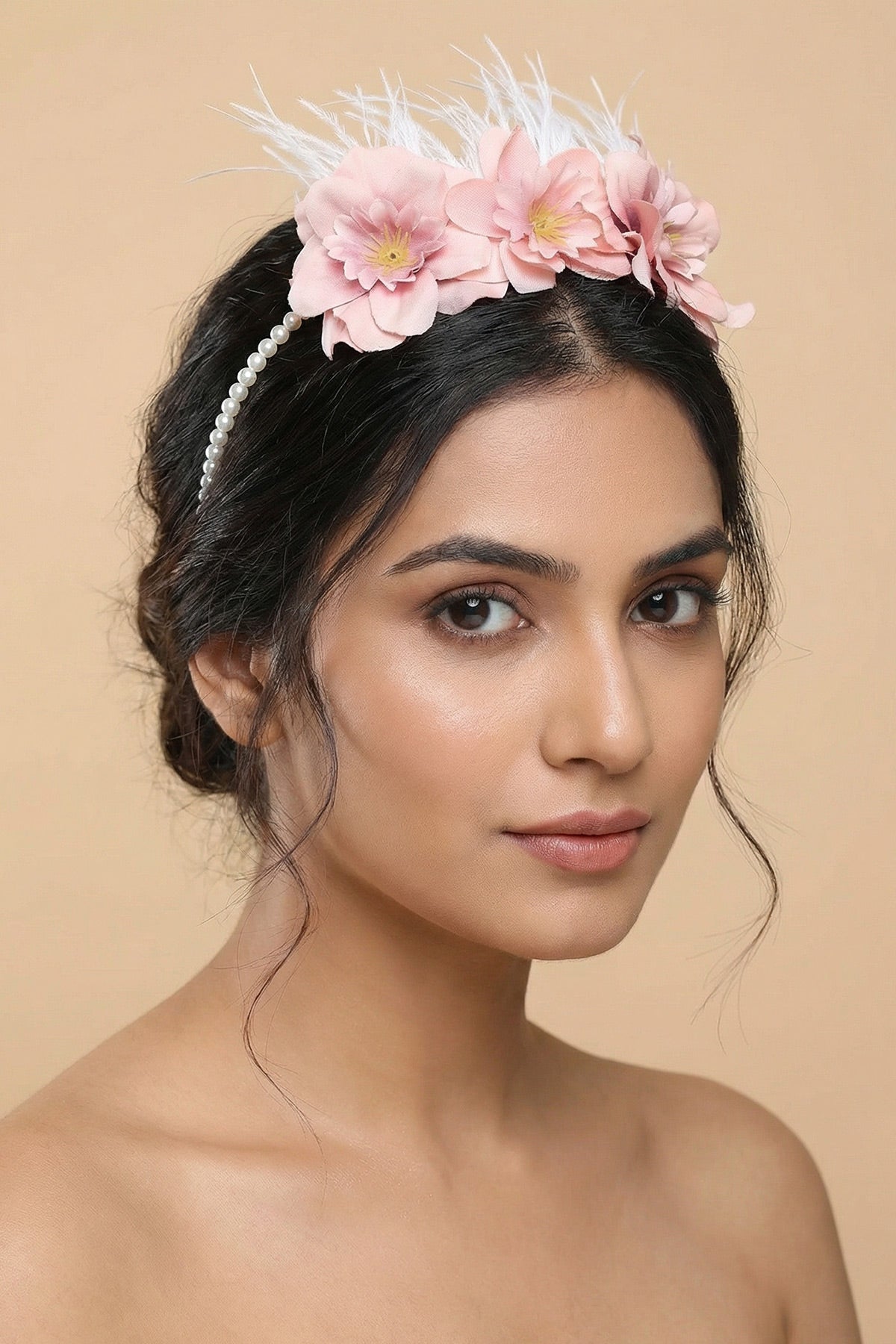 Water Lily Flowered Postpartum And Bride Crown & Slippers Set Pink - 919504