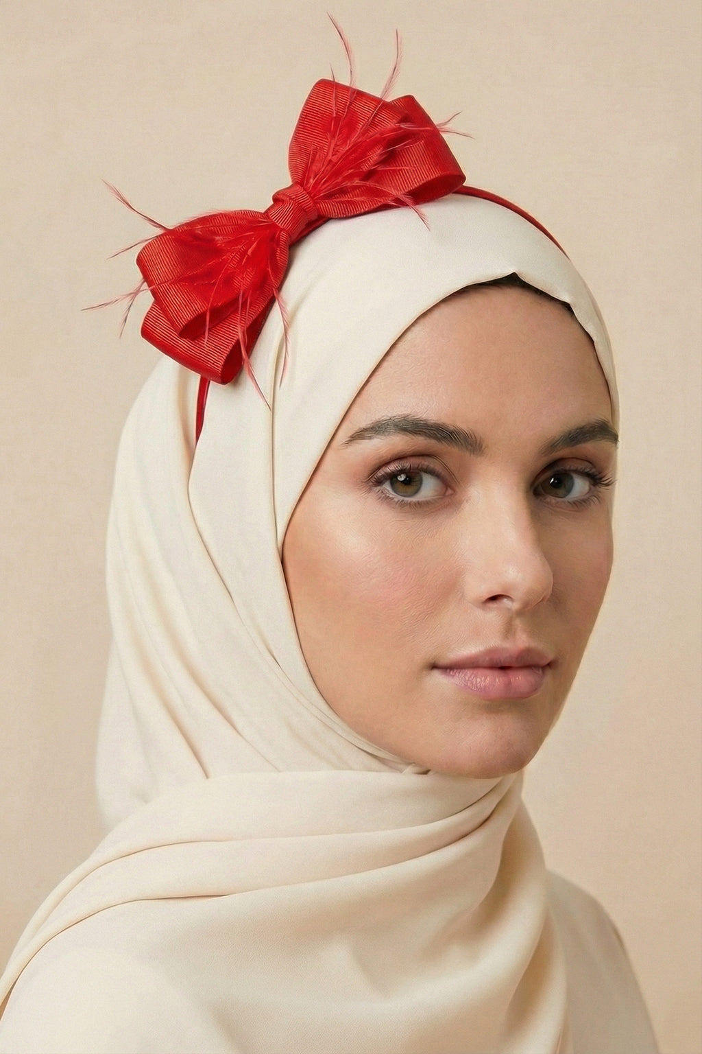 Feathered Bow Themed Postpartum And Bridal Crown Red - 9110