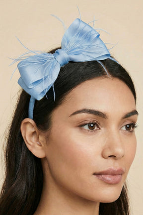 Feathered Bow Themed Postpartum And Bride Crown & Slippers Set Blue - 919510S