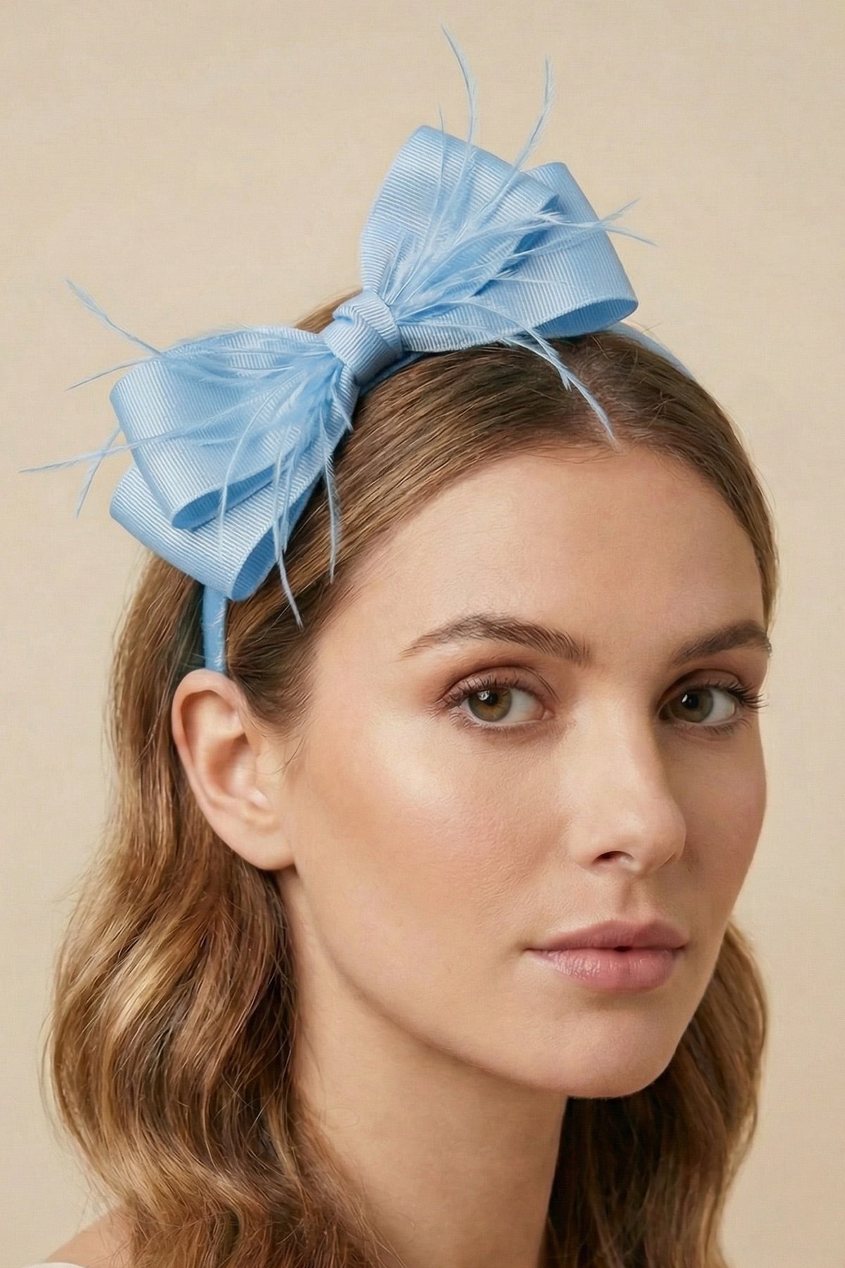 Feathered Bow Themed Postpartum And Bridal Crown Blue - 9110