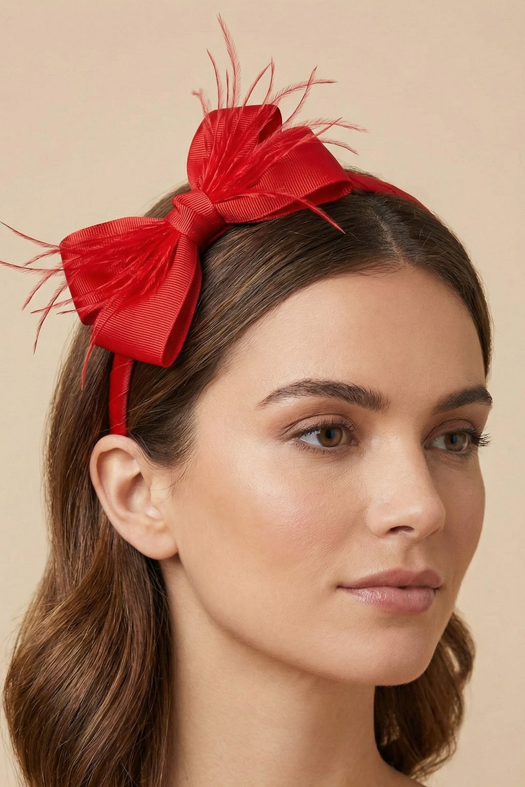 Feathered Bow Themed Postpartum And Bridal Crown Red - 9110