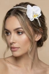 White Orchid Themed Postpartum And Bridal Crown White - 9111S