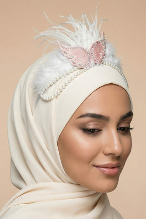 Pearl Angel Wing Postpartum And Bride Crown & Slippers Set Ecru - 919512S