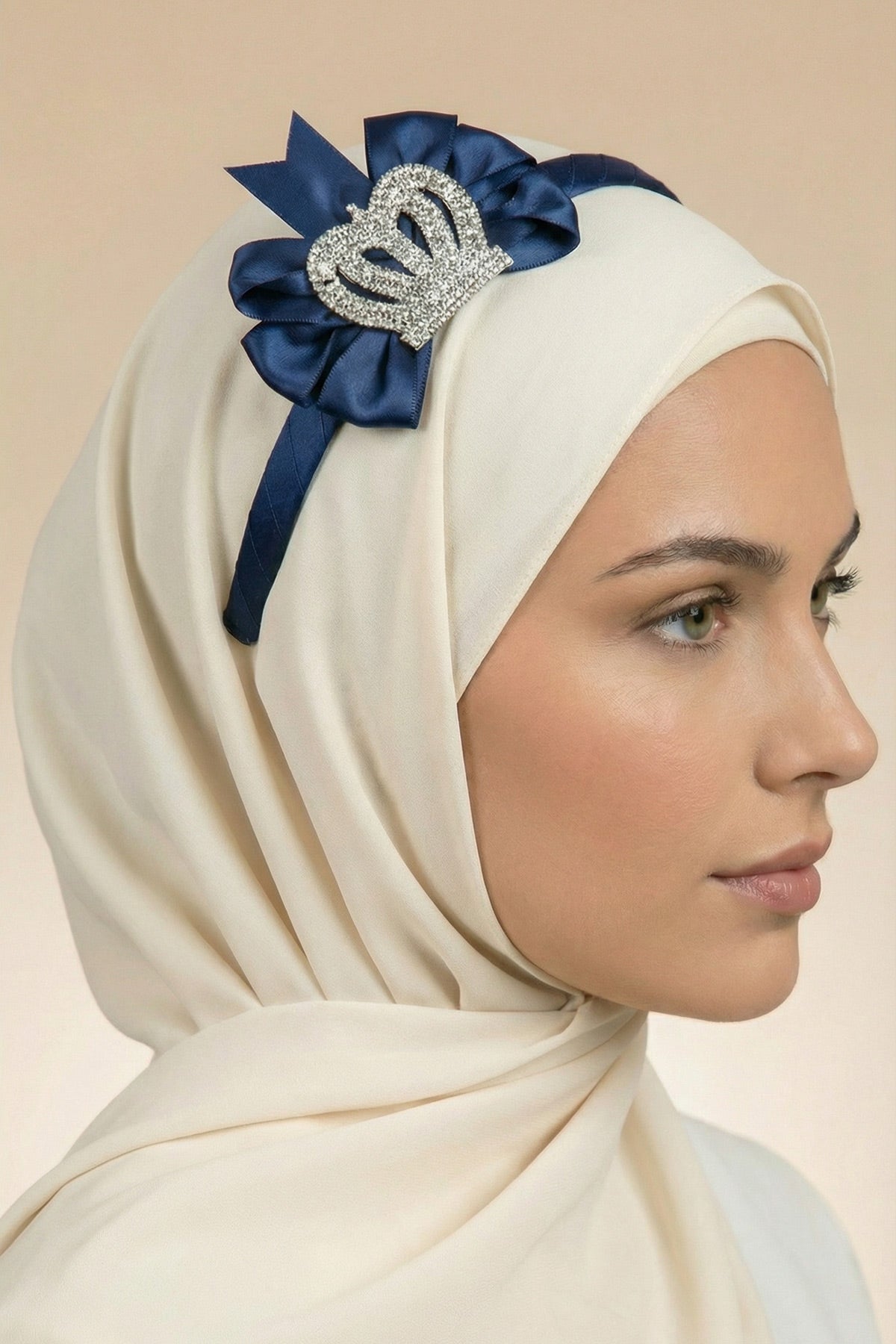 Princess Crown Themed Postpartum And Bride Crown & Slippers Set Navy Blue - 919514S