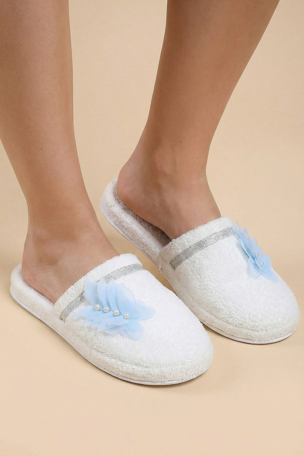 Butterfly Themed Postpartum And Bridal Slippers Blue - 9502