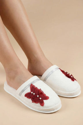 Butterfly Themed Postpartum And Bridal Slippers Red - 9502