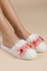 Water Lily Flowered Postpartum And Bridal Slippers Pink - 9504
