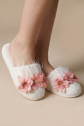 Water Lily Flowered Postpartum And Bride Crown & Slippers Set Pink - 919504S