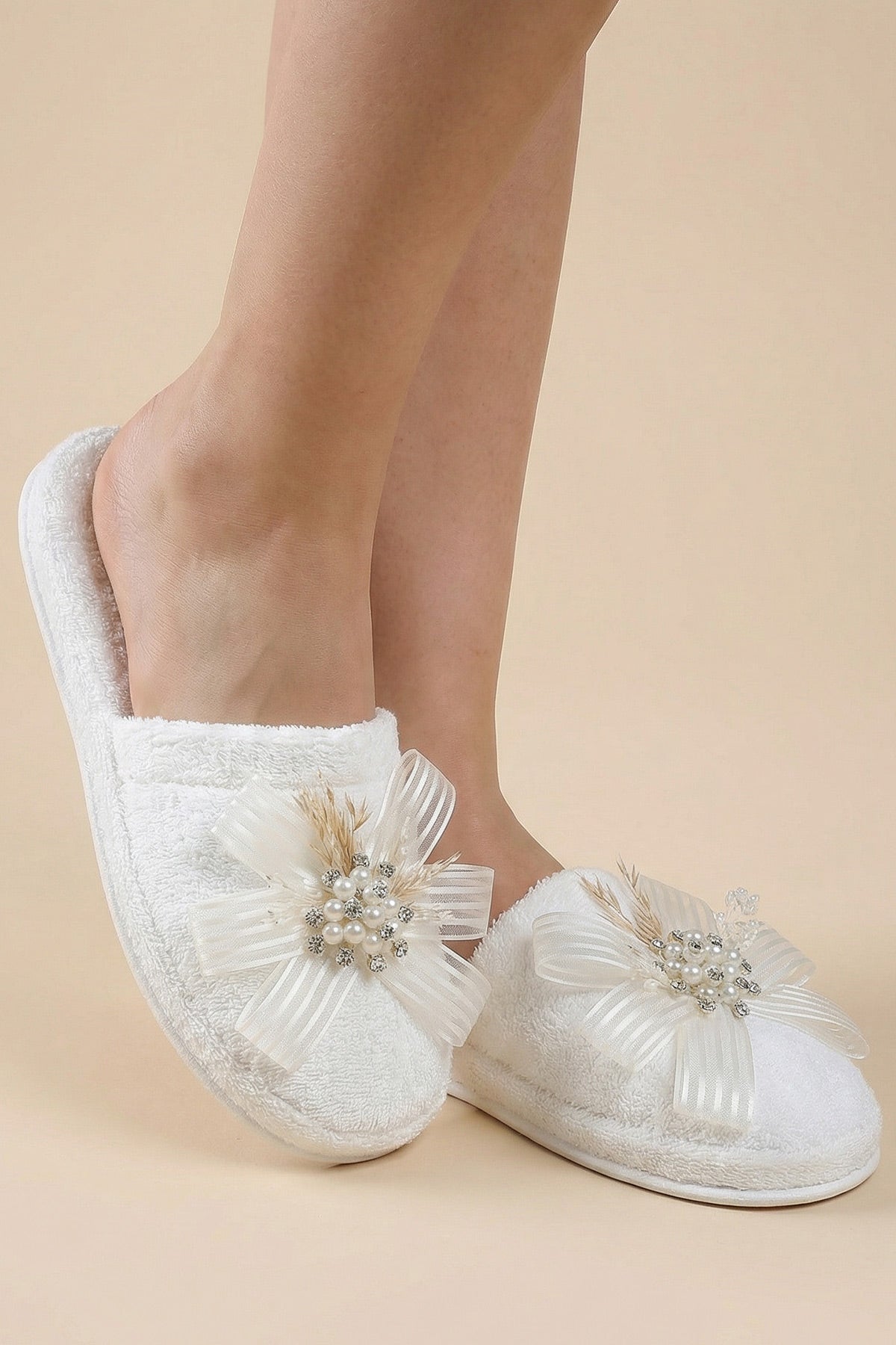 Wheat Blossom Postpartum And Bridal Slippers Ecru - 9505