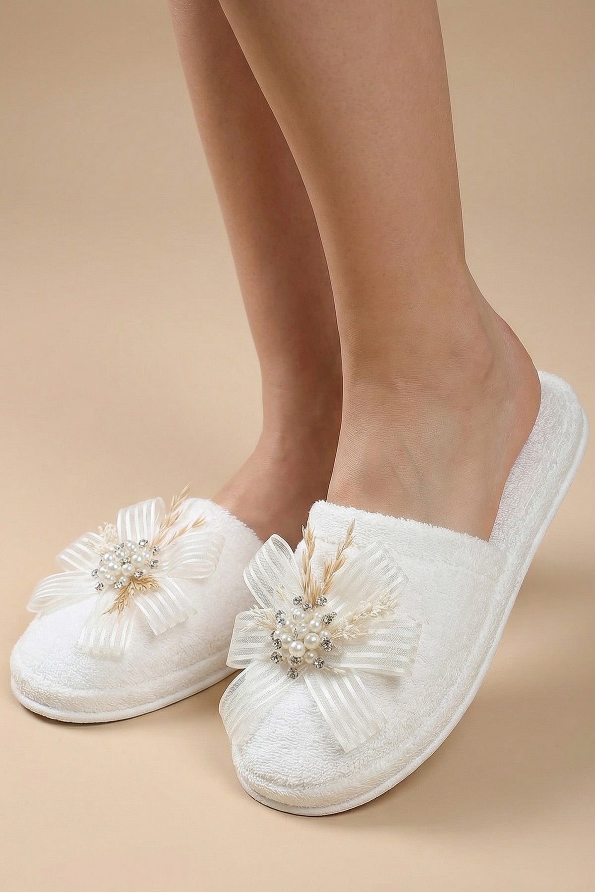 Wheat Blossom Postpartum And Bridal Slippers Ecru - 9505