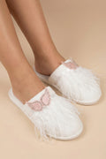 Pearl Angel Wing Themed Postpartum And Bridal Slippers Ecru - 9512